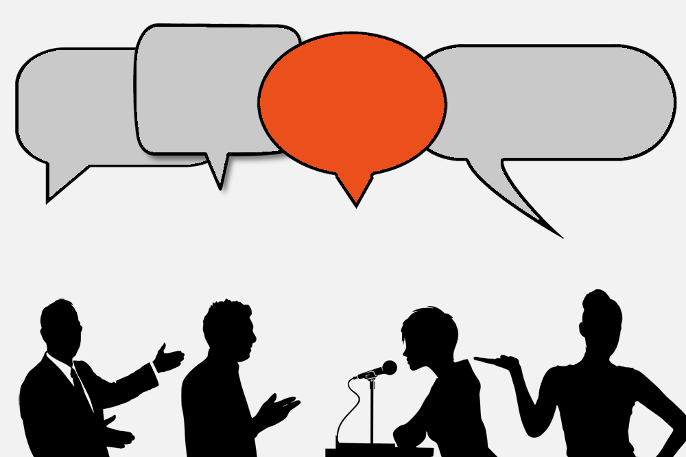 Illustration: vier Leute debattieren